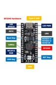 ROBİZ Raspberry Pi Pico Rp2040 16mb Modül Type C Dual Core 264kb Arm Cortex-m0+ Micro Kontrolör thumbnail 6