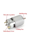 ROBİZ Rs775 Dc Motor 12v 15000rpm Yüksek Hız Tork Çift Bilyalı Rulman Matkap Torna Cnc Router Motor thumbnail 3
