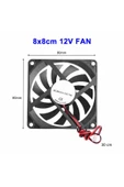 ROBİZ Dc 12v Fan 80x80mm 8010 8x8cm Sessiz 2 Pin Fırçasız Soğutma Fanı Kuluçka Ekran Kartı Cooler thumbnail 1