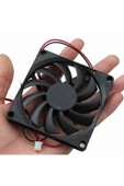 ROBİZ Dc 12v Fan 80x80mm 8010 8x8cm Sessiz 2 Pin Fırçasız Soğutma Fanı Kuluçka Ekran Kartı Cooler thumbnail 2