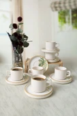 Keramika Bronze Palmiye Stackable Çay Takımı 12 Parça 6 Kişilik 22902-03 - 1