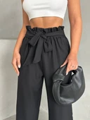 Kadın Kuşak Detaylı Siyah Pantolon - 6