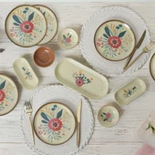 Keramika Çiçek Kahvaltı Takımı 13 Parça 6 Kişilik 22556 thumbnail 3