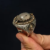 Yemen Akik Taşlı Aslan Başı 925 Ayar Erkek Gümüş Yüzük thumbnail 1