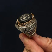 Fetih Koleksiyonumuzdan Tuğra Desenli 925 Ayar Erkek Gümüş Yüzük thumbnail 6