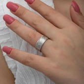 Kalp Motifli Çift 925 Gümüş Alyans Yüzük thumbnail 6