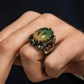 Turmolin Taşlı Ayyıldız Motifli 925 Gümüş Yüzük thumbnail 5