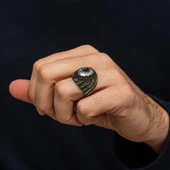 Oval Beyaz Zirkon Taşlı 925 Gümüş Erkek Yüzük thumbnail 3