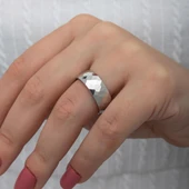 Kristal Model Çift 925 Gümüş Alyans Yüzük thumbnail 6