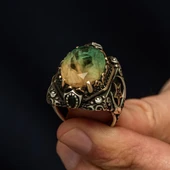 Turmolin Taşlı Ayyıldız Motifli 925 Gümüş Yüzük thumbnail 6