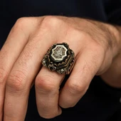 Elhamdülillah Yazılı  Ayyıldız Motifli 925 Gümüş Yüzük thumbnail 7