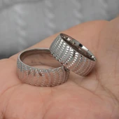 Ay Modeli Noktalı Çift 925 Gümüş Alyans Yüzük thumbnail 8