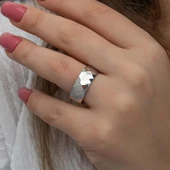 Kristal Model Çift 925 Gümüş Alyans Yüzük thumbnail 8