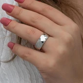 Kristal Model Çift 925 Gümüş Alyans Yüzük thumbnail 9