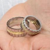 Dik Çizgili Taşlı Çift 925 Gümüş Alyans Yüzük thumbnail 9