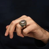 Mor Taşlı Harfli 925 Erkek Gümüş Yüzük thumbnail 4