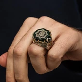 Osmanlı Devleti Armalı 925 Ayar Erkek Gümüş Yüzük thumbnail 7