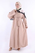 Çıt Çıt Düğmeli Bel Kuşaklı Abaya 70017 Taş thumbnail 1