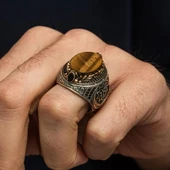 Fetih Koleksiyonu Kaplan Gözü Taşlı 925 Gümüş Yüzük thumbnail 8