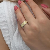 Kare Çizgili Çift 925 Gümüş Alyans Yüzük thumbnail 9