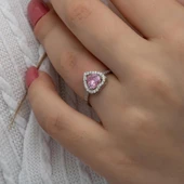 Kalpli Pembe Taşlı Gümüş Bayan Takı Seti - 9