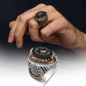 Fetih Koleksiyonumuzdan Tuğra Desenli 925 Ayar Erkek Gümüş Yüzük thumbnail 7