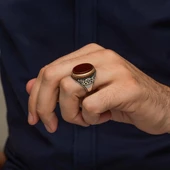 Akik Oval Taşlı 925 Erkek Gümüş Yüzük thumbnail 5