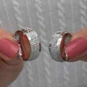 Grek Desenli Çift 925 Gümüş Alyans Yüzük thumbnail 5