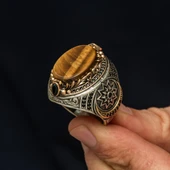 Fetih Koleksiyonu Kaplan Gözü Taşlı 925 Gümüş Yüzük thumbnail 5