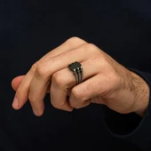 Siyah Oniks Taşlı Pençeli 925 Erkek Gümüş Yüzük thumbnail 5