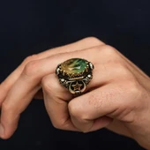 Turmolin Taşlı Ayyıldız Motifli 925 Gümüş Yüzük thumbnail 8