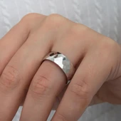 Kristal Model Çift 925 Gümüş Alyans Yüzük thumbnail 7