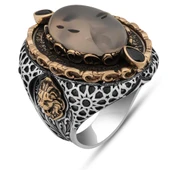 Yemen Akik Taşlı Aslan Başı 925 Ayar Erkek Gümüş Yüzük thumbnail 5