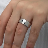 Kristal Model Çift 925 Gümüş Alyans Yüzük thumbnail 4