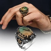 Turmolin Taşlı Ayyıldız Motifli 925 Gümüş Yüzük thumbnail 1