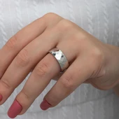 Kristal Model Çift 925 Gümüş Alyans Yüzük thumbnail 3