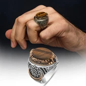 Fetih Koleksiyonu Kaplan Gözü Taşlı 925 Gümüş Yüzük thumbnail 1