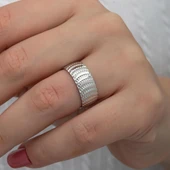 Ay Modeli Noktalı Çift 925 Gümüş Alyans Yüzük thumbnail 5