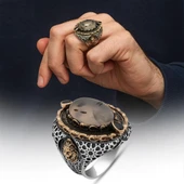 Yemen Akik Taşlı Aslan Başı 925 Ayar Erkek Gümüş Yüzük thumbnail 4