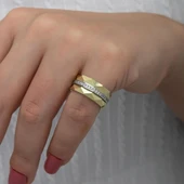 Kristal Model Çift 925 Gümüş Alyans Yüzük thumbnail 5