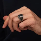 Oniks Taşlı Harfli 925 Gümüş Yüzük thumbnail 9