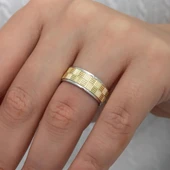 Kare Çizgili Çift 925 Gümüş Alyans Yüzük thumbnail 8