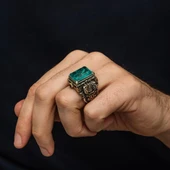 İslam Usta Koleksiyonu Mavi Taşlı 925 Gümüş Yüzük thumbnail 6