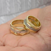 Kristal Model Çift 925 Gümüş Alyans Yüzük thumbnail 7