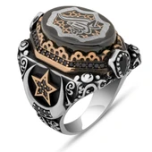 Elhamdülillah Yazılı  Ayyıldız Motifli 925 Gümüş Yüzük thumbnail 2