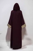 Arapça Harf Baskılı Abaya 70014 Bordo - 2
