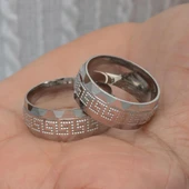 Grek Desenli Çift 925 Gümüş Alyans Yüzük thumbnail 2