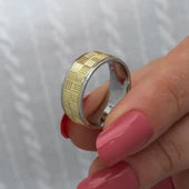 Kare Çizgili Çift 925 Gümüş Alyans Yüzük thumbnail 6