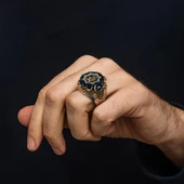 Zülfikar Ali Yazılı Mavi Taşlı 925 Gümüş Yüzük thumbnail 2