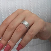 Kalp Motifli Çift 925 Gümüş Alyans Yüzük thumbnail 5